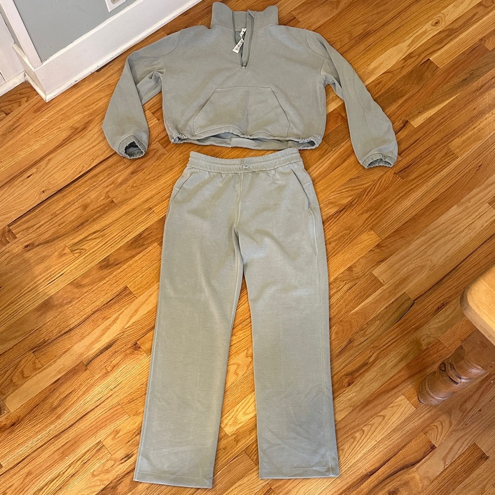 Lululemon gray green 2 piece softstreme set